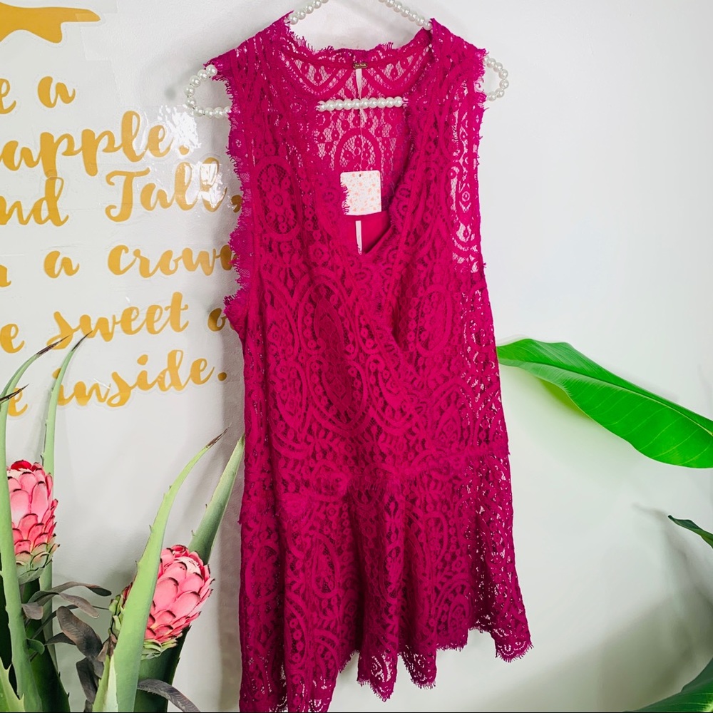 Free People Purple Lace Heart In Two Mini Dress Size Small - Picture 5 of 16